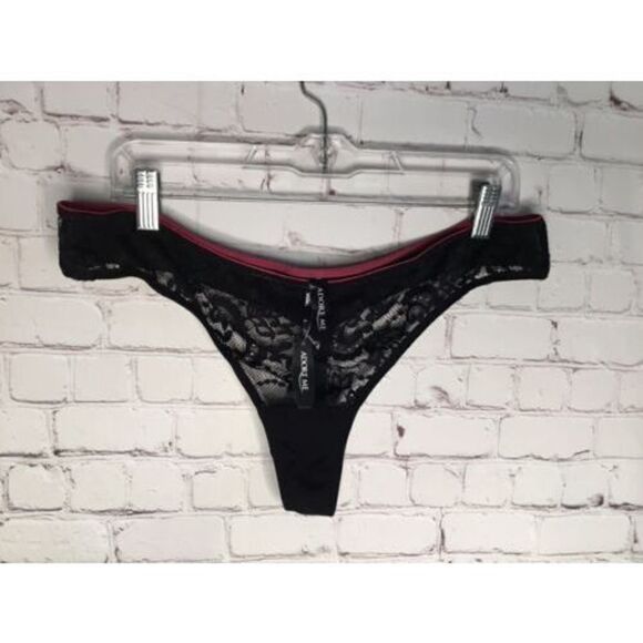 Adore Me Women's Lace Mesh Risque String Pantie  Black Size 2X(waist‎ 36”) - Picture 1 of 6